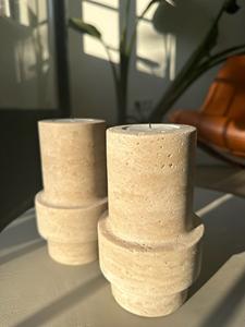 เชิงเทียนเสาหินทราเวอร์ตินที่ทันสมัยดีไซน์มินิมอลที่เรียบง่ายทนทานพื้นผิวธรรมชาติที่สะดวกสบายและหรูหราสำหรับตกแต่งบ้าน - Product Image 4