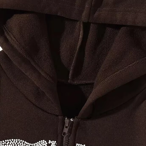 Sweats à capuche en strass personnalisés de haute qualité 100% vêtements de mode en coton pour l'hiver - Product Image 5