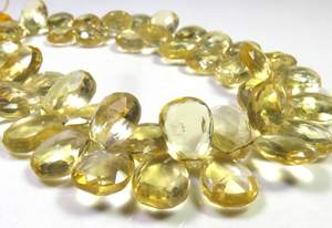 Venta al por mayor, lote a granel de 8 \ ", cuentas de piedras preciosas de citrino amarillo, cuentas de corte facetado de pera sueltas naturales de 10-14mm, Color amarillo citrino - Product Image 2