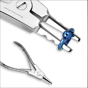 Alicate abridor de anillos de acero inoxidable de 6 pulgadas con punta de latón y 3 muescas para perforaciones, herramienta para joyería corporal - Product Image 1