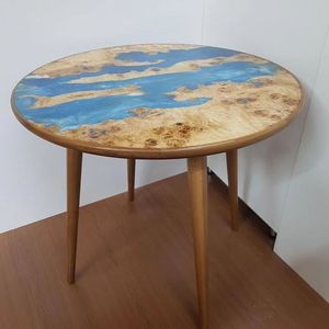 Table ronde en résine époxy pour meubles de salle à manger Table de rivière en bois et résine pour bureau à domicile - Product Image 3