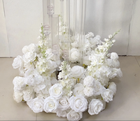 Guirlande de roses blanches artificielles de 50 cm et 60 cm, petite boule de fleurs, centre de table pour décoration de mariage - Vente chaude