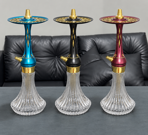 Ensemble de pipe à eau en acier inoxydable de qualité supérieure de 45 cm avec base en verre, un seul tuyau, boîte cadeau, options de couleurs pour la vente en gros - Product Image 1