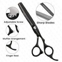 Ciseaux de coiffeur noirs amincissants lame de rasoir coiffure ciseaux amincissants de coiffeur en acier inoxydable sur mesure pour une utilisation en salon