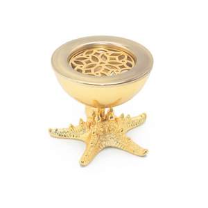 Quemador de Incienso de Lujo Chapado en Oro con Base de Estrella de Mar Fundida, Porta Incienso Decorativo de Metal para Uso en el Hogar - Product Image 1