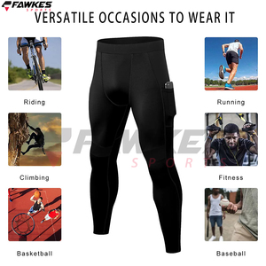 Pack personnalisé de leggings de compression pour hommes, pantalon d'entraînement, leggings de gymnastique athlétique avec poches pour homme, taille L - Product Image 4