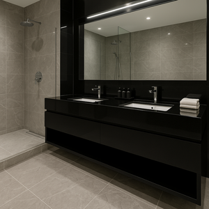 Dalle de granit noir absolu poli avec un design moderne pour les sols d'hôtels, de salles à manger, d'appartements, de villas, les comptoirs de cuisine - Product Image 1