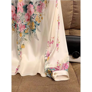 Tops holgados florales de oficina para mujer, camisa holgada de manga farol con cuello redondo y estampado de alta calidad, camisa de manga larga informal - Product Image 6