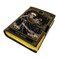 Livre de sorts en cuir relié Journal Deckle Bord Papier Grimoire Journal Diable Cahier Spirale Gothique Antique Vintage Livre