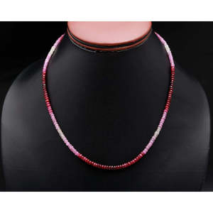 Collier en cristal de 16 pouces avec perles de pierres précieuses teintées rubis, facettées en rondelles de 3,5-4 mm - Product Image 1
