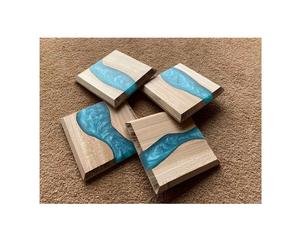 Premium Quality Luxury Epoxy <b>Walnut</b> Coasters 8mm Thick Square Design Eco-Friendly Durable Heat Resistant for Artistic Tabletop - Product Image 1