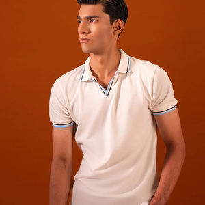 Polos originales de algodón 100% para hombre, camisetas de manga corta con logotipo bordado personalizado, camiseta Polo ajustada de secado rápido para EE. UU. - Product Image 4