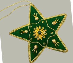 Decoración Colgante en Forma de Estrella con Adornos Zari |   Adornos Colgantes Hechos a Mano con Hilo Metálico y Cuentas para Decoración de Bodas y Fiestas - Product Image 2
