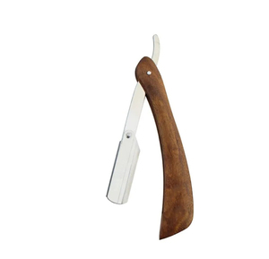 Rasoir de coiffeur à bord droit en acier inoxydable professionnel Logo personnalisable manche en bois de haute précision pour la beauté des soins personnels - Product Image 2