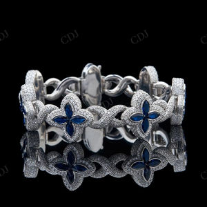 CDJ Handcrafted Shinny Moissanite Diamond <b>Bracelet</b> Flower Style <b>Infinity</b> Link with Gold Plating Anniversary Gift - Product Image 1