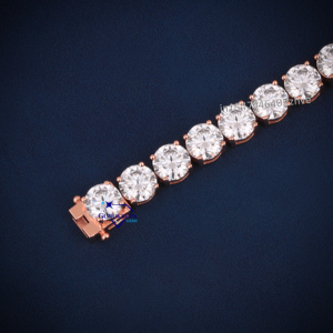 Haute qualité glacé 925 argent Sterling coupe ronde Moissanite diamant VVS clarté Tennis Bracelet conception personnalisée femmes bijoux - Product Image 5