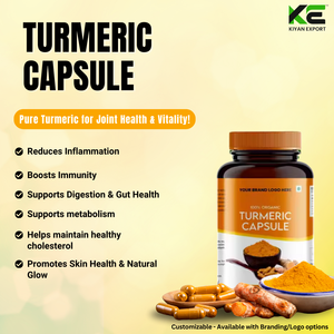 Cápsulas personalizadas de cúrcuma con extracto de cúrcuma puro 100%, suplemento de hierbas naturales para la movilidad de la flexibilidad articular - Product Image 3
