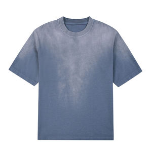 T-shirt à manches courtes lavé et ancien de qualité supérieure pour hommes en coton lourd d'été lâche couleur unie - Product Image 6