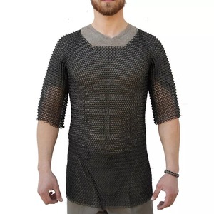 Venta al por mayor de cota de malla medieval Haubergeon Armor personalizado impreso de acero suave Butted Ring para recreación de ferias disfraces y regalos - Product Image 1