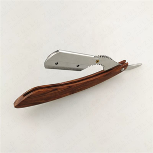 Premium Stainless Steel Foldable Straight <b>Razor</b> with Wooden Handle Professional Barber Shaving Tool Private Label - Product Image 2