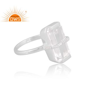 Última venta plata esterlina 925 moissanita natural y piedras preciosas de cuarzo cristalino anillo apilable diseño personalizado fabricante de joyas - Product Image 4