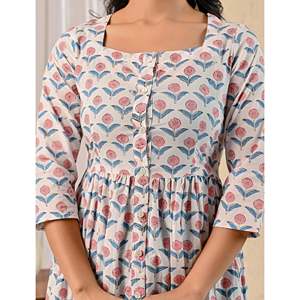 Robe en coton blanc à col carré, décontractée, imprimée à la main, fermeture boutonnée sur le devant, tailles XS à 5XL, respirante, design ODM - Product Image 2