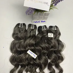 Fashion ladies natural wave natural grey color bundles 100% raw human hair extension No Tangle