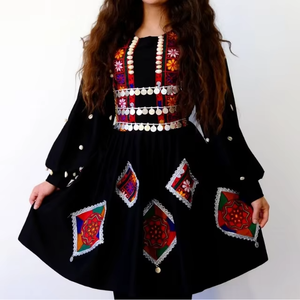 Handmade Embroidered Afghan Tribal Couple <b>Dress</b> Set Traditional Kuchi Vintage Outfit with Men Waistcoat and Women Kutchi <b>Dress</b> - Product Image 3