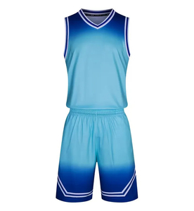 Ensemble de maillots de basket-ball en polyester respirant 170GSM personnalisé Uniforme de couleur blanc et bleu réversible par sublimation pour les sports d'équipe - Product Image 4