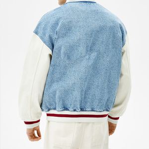 Blouson universitaire en toile personnalisé unisexe avec logo frontal, style baseball, prix abordable, vêtement d'extérieur décontracté et chaud, vente directe usine - Product Image 4