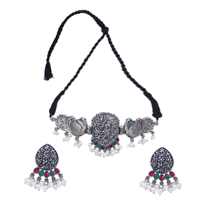 Collier OX rond en pierre multicolore paon avec zircon pour occasions festives - Product Image 5
