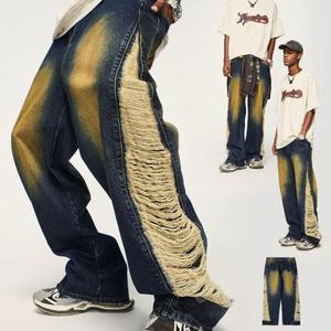 Custom Logo High Waist Straight Leg Trousers Loose Fit <b>Work</b> Pants Denim Stack <b>Jean</b> Baggy Cargo Wide Leg Pants - Product Image 1