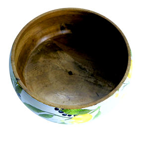 Large <b>Enamel</b> Print Wooden Salad <b>Bowls</b> Food Safe Decorative Serving <b>Bowls</b> for Parties Entertaining & Mother's Day - Product Image 2