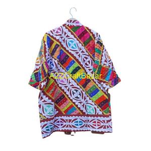 Chaqueta Elegante Casual de Otoño/Invierno con Estampado Vintage Kantha y Trabajo de Calado para Mujer, 100% Algodón, Secado Rápido, Mangas Largas - Product Image 5
