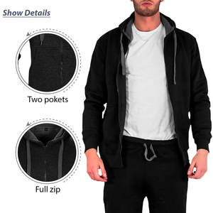 Ensemble de survêtements à capuche noirs classiques en gros, parfait pour les sorties décontractées et les entraînements pour hommes - Product Image 3