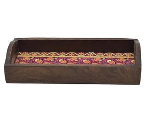 Wholesale Custom Size ARTISAN AURA Stylish Melamine <b>Plastic</b> Wooden Serving <b>Tray</b> with Handle <b>Food</b> Grade for Home Use Cheap Price - Product Image 3