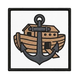 Écusson brodé personnalisé Ancre Nautique Arche de Noé Chrétienne, thermocollant ou à coudre, pour commande en gros - Product Image 1