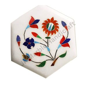 Boîte à bijoux décorative vintage en marbre et bois Élégance naturelle pour vos trésors Boîte à incrustation en marbre faite à la main à vendre - Product Image 2