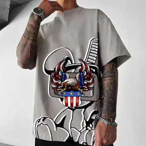 T-shirt imprimé vintage surdimensionné pour homme Logo personnalisé Poids lourd 100% coton Tissu Poids Crop Sept points de couture - Product Image 2