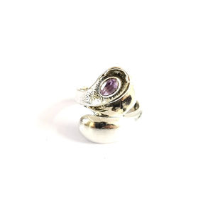 5.8 Grams Amethyst Adjustable <b>Ring</b> <b>Gold</b> Plated Trendy Fashion Bezel <b>Set</b> 18K Inlay Gift with Natural Gemstones - Product Image 1