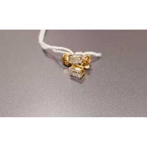 PE-1021 Geometric <b>Emerald</b> Cut Diamond <b>Stud</b> Earrings Engagement Jewelry Made of Zinc Alloy - Product Image 1