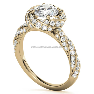 Bague en forme de fleur de rose avec pierre moissanite intégrée sur une bande torsadée en argent 925 Bague en or de designer personnalisée et élégante - Product Image 3