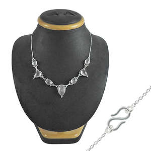 Natural Rose Quartz Gemstone Handcrafted Jewelry <b>925</b> Sterling <b>Silver</b> Luxury Boho <b>Necklace</b> For Wedding Anniversary Engagement - Product Image 1