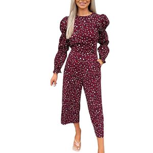 Tuta Intera Viola da Donna AX Paris con Stampa Animalier a Vita Alta e Maniche Elasticizzate, Taglia 12 - Product Image 1