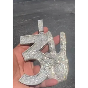 จี้เพชรโมอิสแท้สำหรับผู้ชายแบบกลม7CT 14K จี้ทองขาวชุบด้วยทองคำขาวที่มีสไตล์และทนทาน - Product Image 1