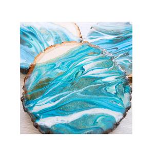 Nouveau caboteur en résine de créateur forme carrée et ronde tasse en résine époxy bleue caboteur tasse à thé en bois caboteur meilleure qualité au meilleur prix - Product Image 4