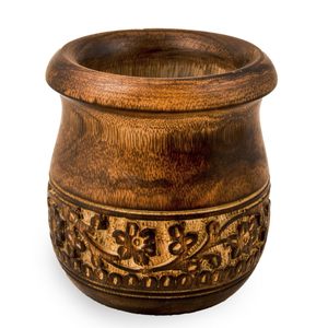 Molinillo de mortero y mortero tallado en madera para hierbas, especias y uso en la cocina, madera de mango Natural grabada a mano, tamaño personalizado - Product Image 2