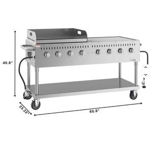 Parrilla de Gas Propano Comercial para Exteriores de 8 Quemadores, 30 Pulgadas, Acero Inoxidable, Garantía de 3 Años, Hecho en EE. UU. - Product Image 3
