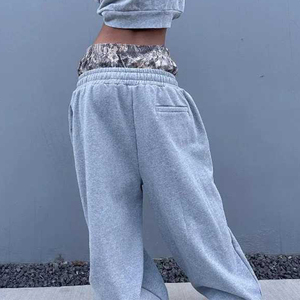 กางเกงขายาวคุณภาพสูง เอวสองชั้น ลายพราง ทรงขากว้าง ผ้าเฟรนช์เทอร์รี่ สกรีนโลโก้ได้ สไตล์สตรีทแวร์ ทรงแบ็กกี้ แทรคเกอร์แพนท์ - Product Image 5