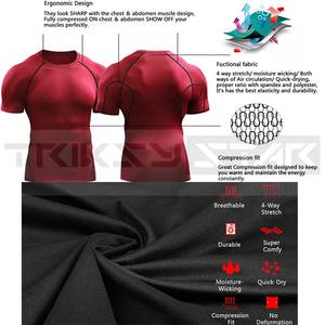 Camiseta deportiva de verano de compresión para hombre, ropa deportiva elástica transpirable de secado rápido de algodón 100% para correr, entrenamiento de gimnasio - Product Image 5
